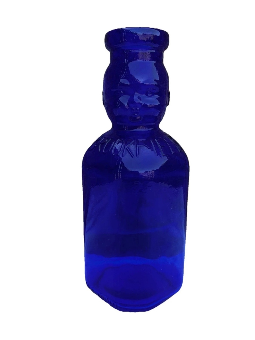 Vintage 1970s Brookfield Baby Face Milk Bottle Cobalt Blue Glass Vase